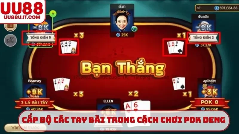 Cấp độ các tay bài trong cách chơi Pok deng